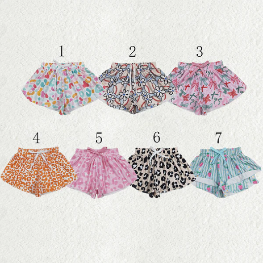 Sibling Baby Girls Colorful Bows Leopard Skorts Ruffle Summer Shorts Bottoms  D 6.23