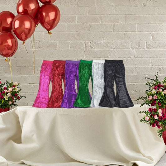 Match Baby Girls Colorful Sequin Sparkle Bell Bottom Pants D 6.25