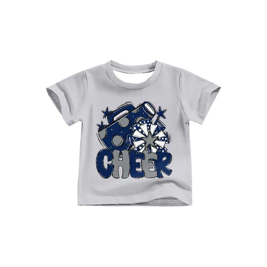 Custom Baby Girls Blue Cheer Team Short Sleeve Tee Shirts Tops D 8.12