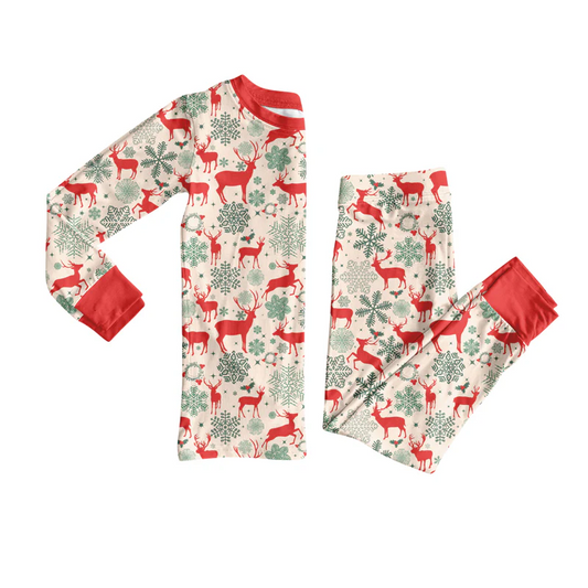 Custom Baby Boys Christmas Deer Snowflake Top Pants Lounge Wear Pajamas Sets  D 8.12