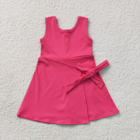 sleeveless solid hot pink athletic dress
