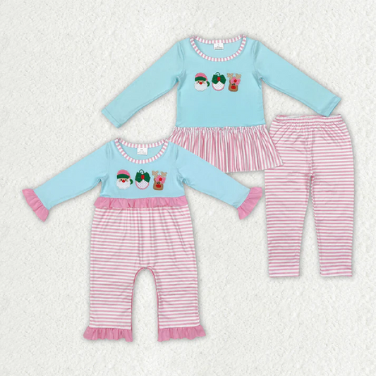 Match Kids Girls Christmas Santa Deer Bow Rompers Clothing Sets D 919