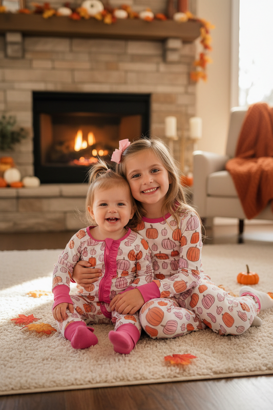 Sibling Pumpkin Pajamas