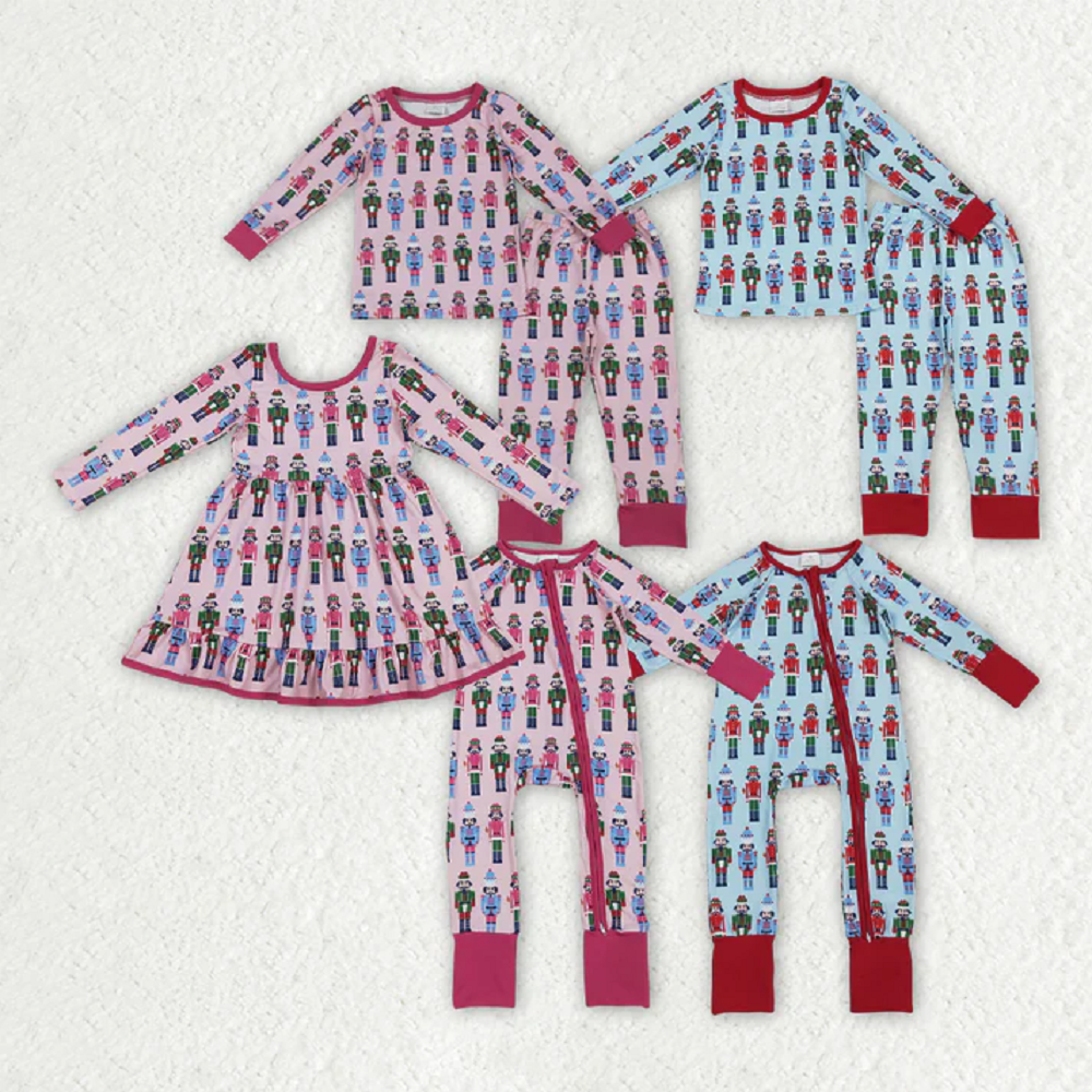 Sibling Baby Boys Girls Soldiers Checked Christmas Ruffle Knee Length Dress Pajamas Se Rompers   D 925