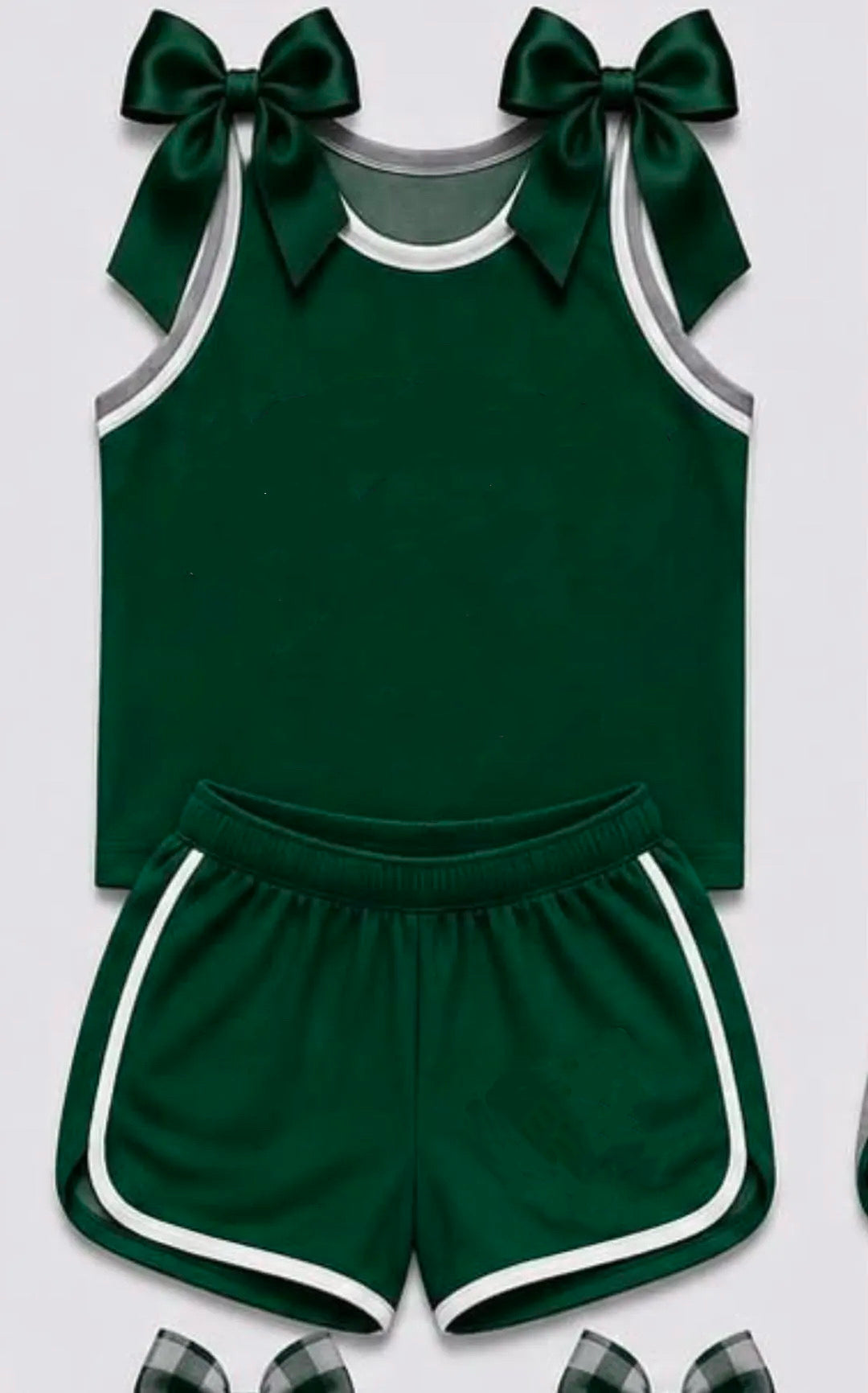 Custom order MOQ 3 Crystal olive bow tank shorts set