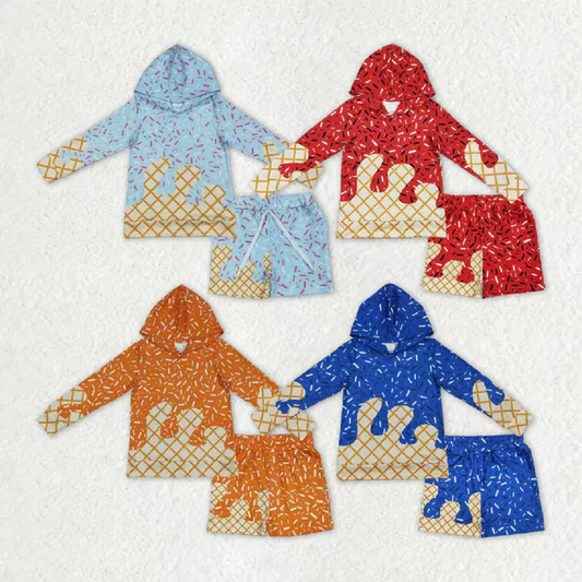 Sibling Baby Boys Sprinkles Drip Hoodies Top Shorts Team Clothes Sets