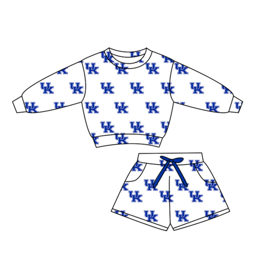 Custom moq 5 each style eta 6-8weeks baby boy clothes team blue long sleeve shorts sets D 1018