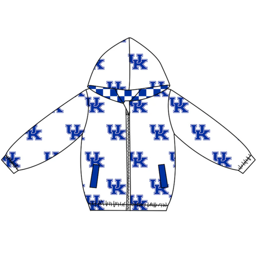 Custom moq 5 mix size milk silk summer team baby boys clothes blue hooded long sleeve top  D 1018