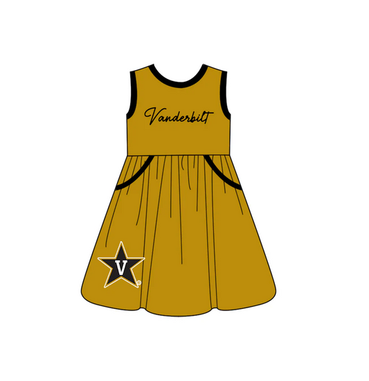 Custom moq 5 each style eta 6-8weeks baby girl clothes team sleeveless dress   D 1018