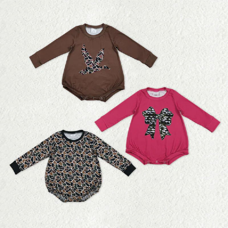 Match Baby Boys Girls Camo Bows Ducks Southern Hunting Rompers   D 1210