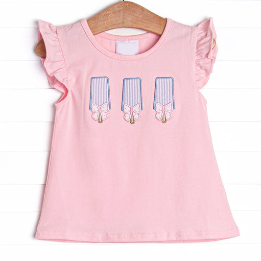 pre-order GT0533 Bow ice cream pink flying sleeve top