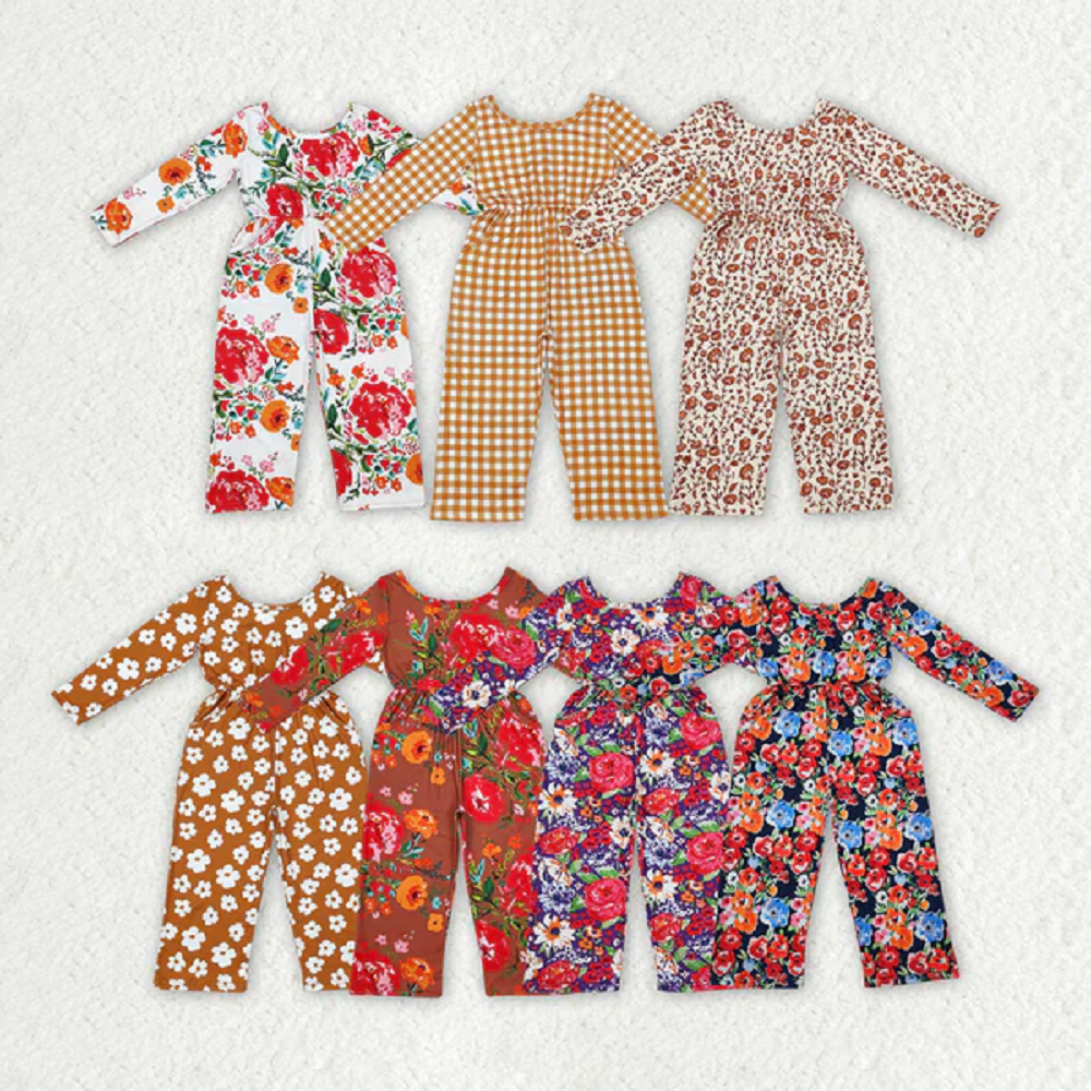 Match Baby Girls Groovy Flowers Long Sleeve Fall Jumpsuits