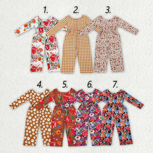 Match Baby Girls Groovy Flowers Long Sleeve Fall Jumpsuits