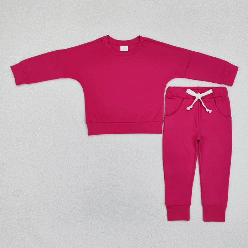 Match Baby Girls Hot Pink Pocket Hooded Top Ruffle Pants Clothes Sets D 6.16