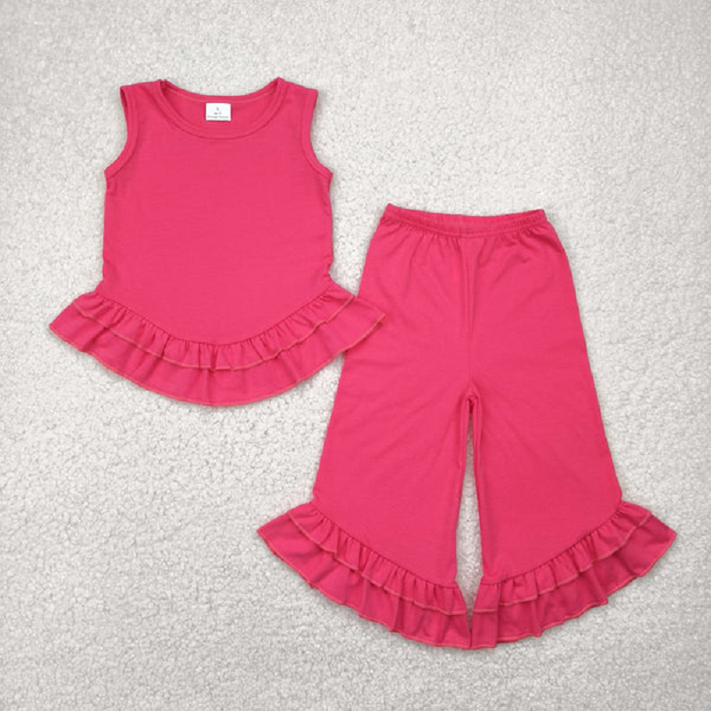 Match Baby Girls Hot Pink Pocket Hooded Top Ruffle Pants Clothes Sets D 6.16