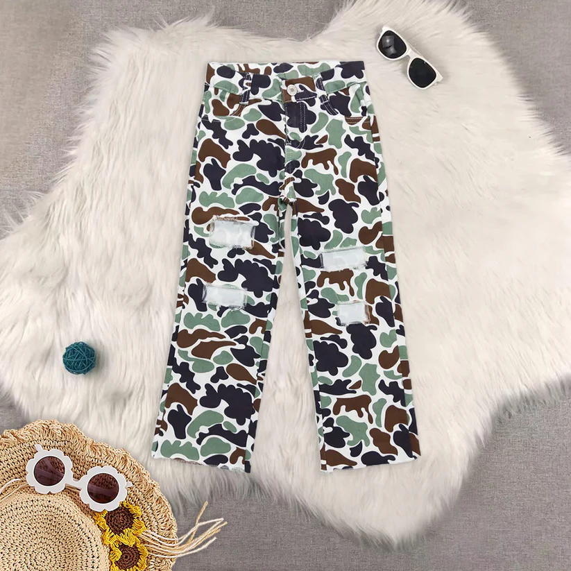 Match Baby Girls Boys Camouflage Jeans Flared Ripped  2025 5.26