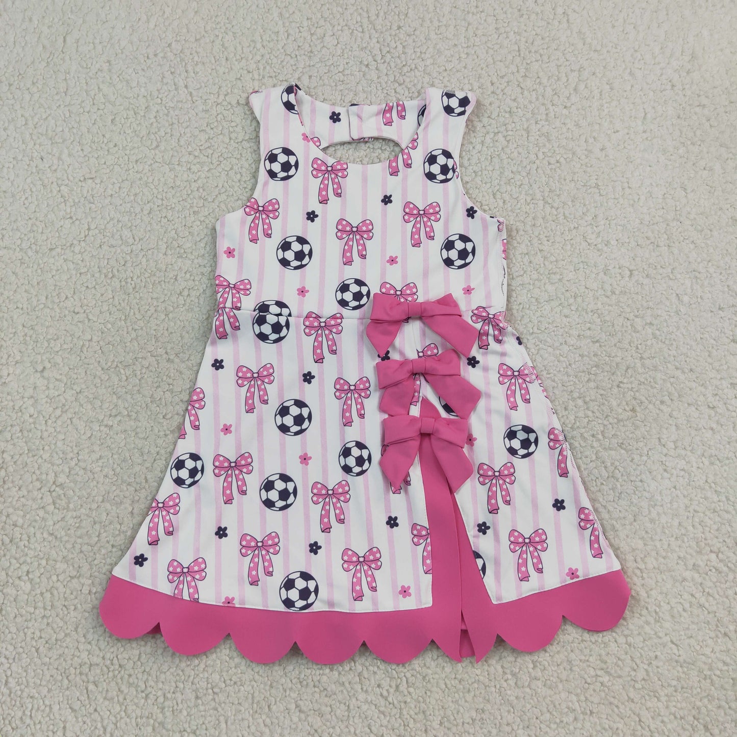 pink bow soccer athletic scallop dress