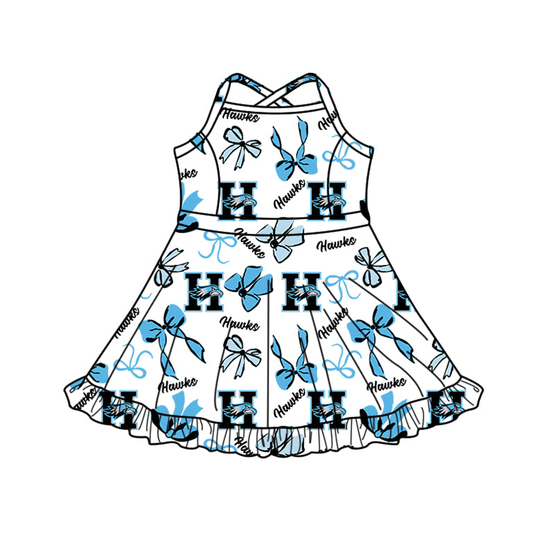 Custom Baby Girls Hawks team dress  D 818