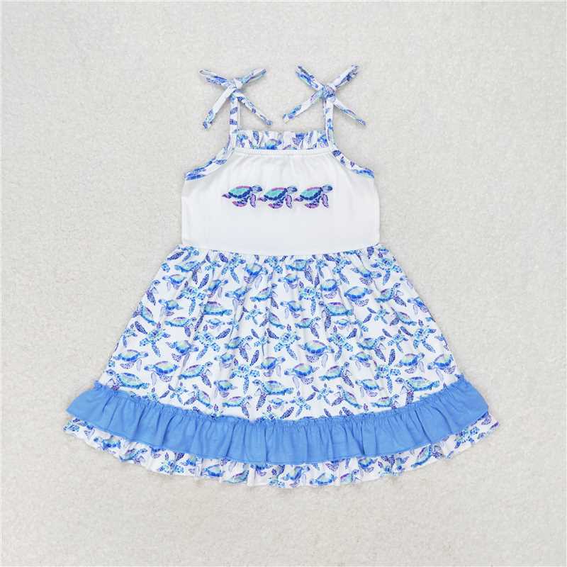 Match Baby Girls Boys Sibling Turtles Top Blue Summer Clothes Sets