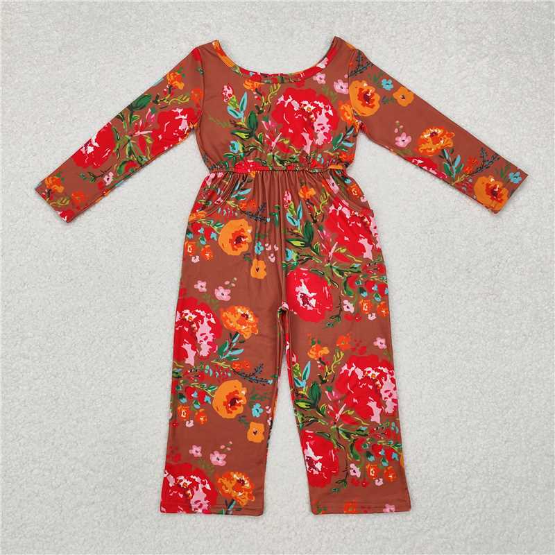 Match Baby Girls Groovy Flowers Long Sleeve Fall Jumpsuits