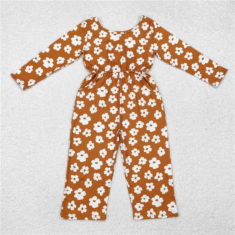 Match Baby Girls Groovy Flowers Long Sleeve Fall Jumpsuits