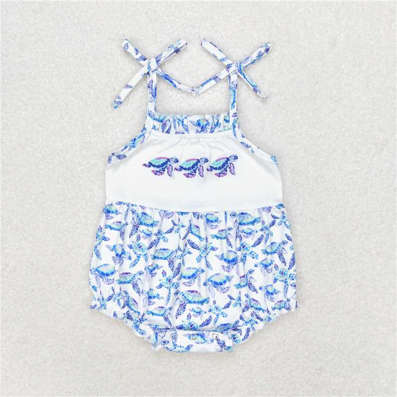 Match Baby Girls Boys Sibling Turtles Top Blue Summer Clothes Sets