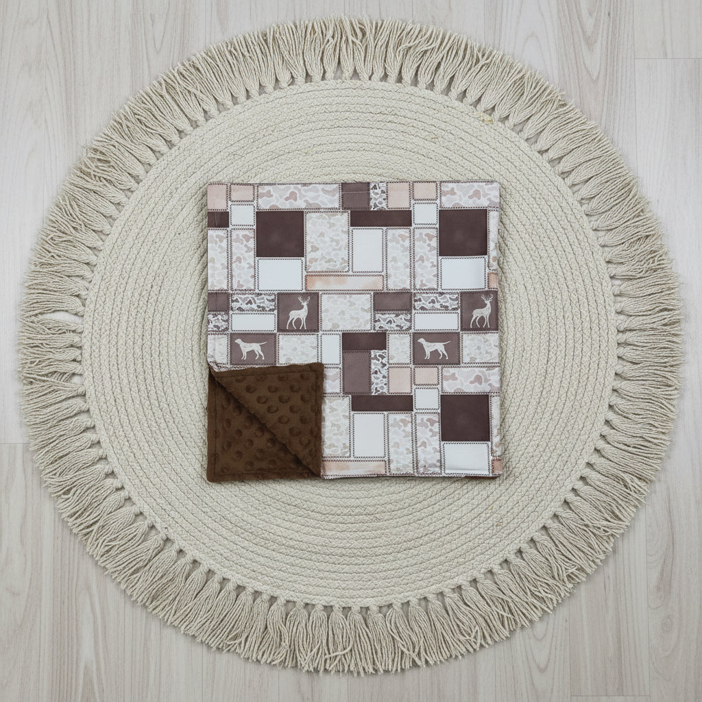 deer dog camo patchwork baby blanket