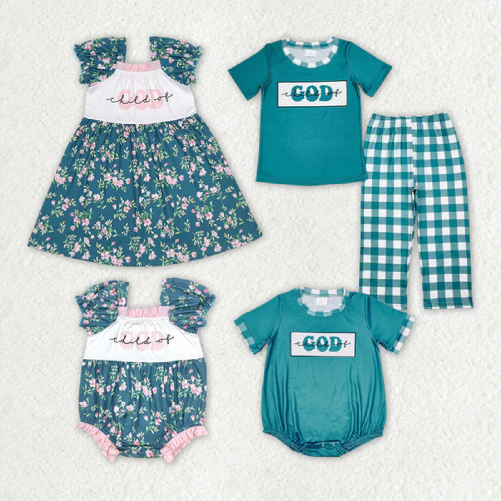 Match Baby Girls Boys Child Of God Sibling Dresses Rompers Clothes Sets