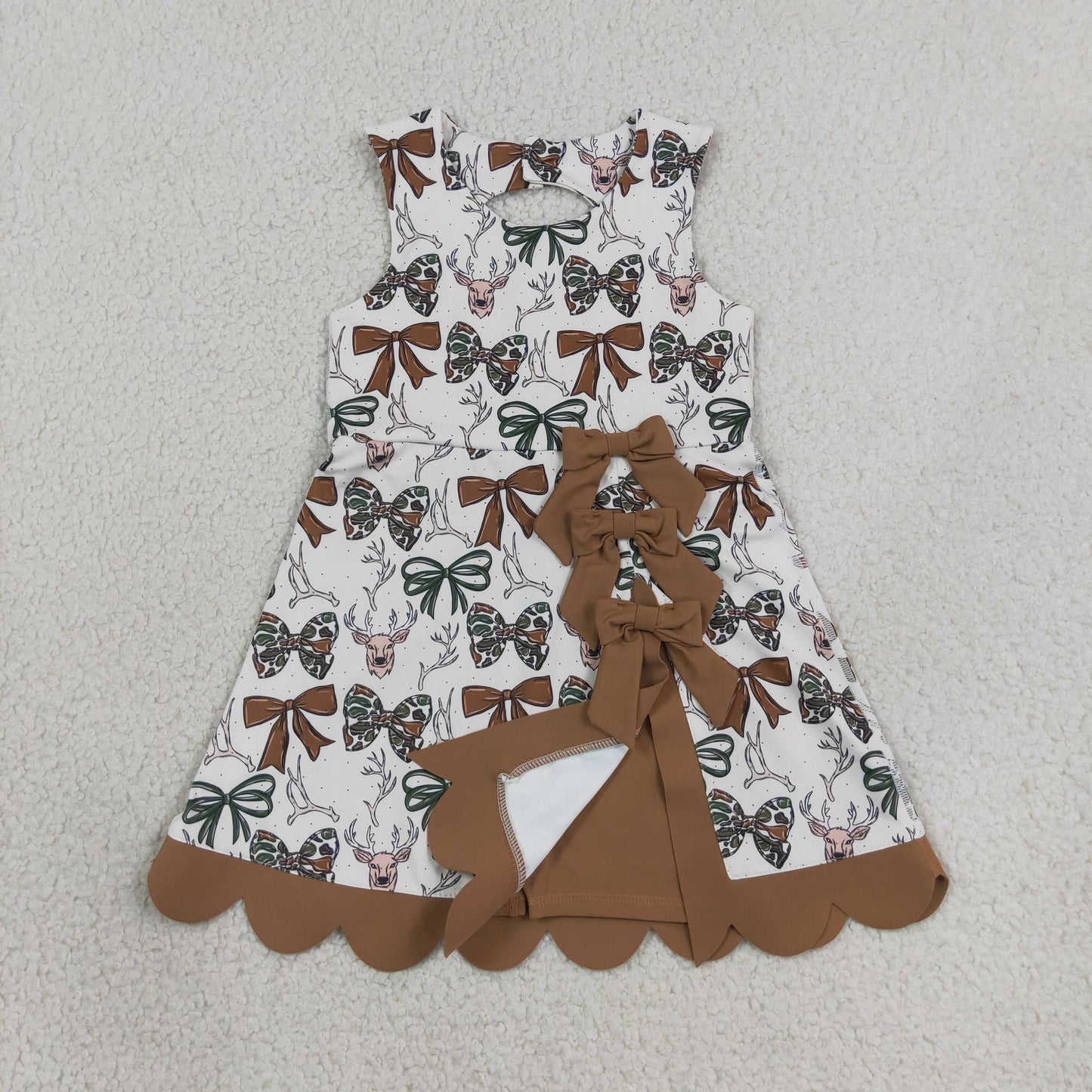 camo coquette bow deer print athletic scallop dress