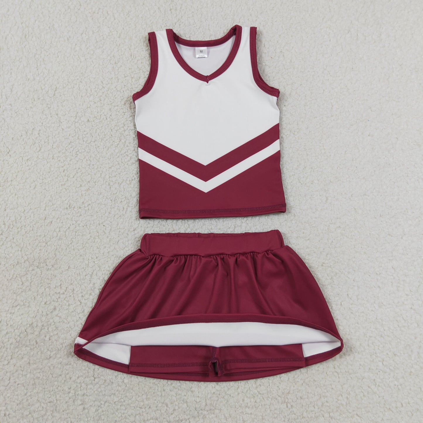 maroon white athletic skort outfit girls clothes