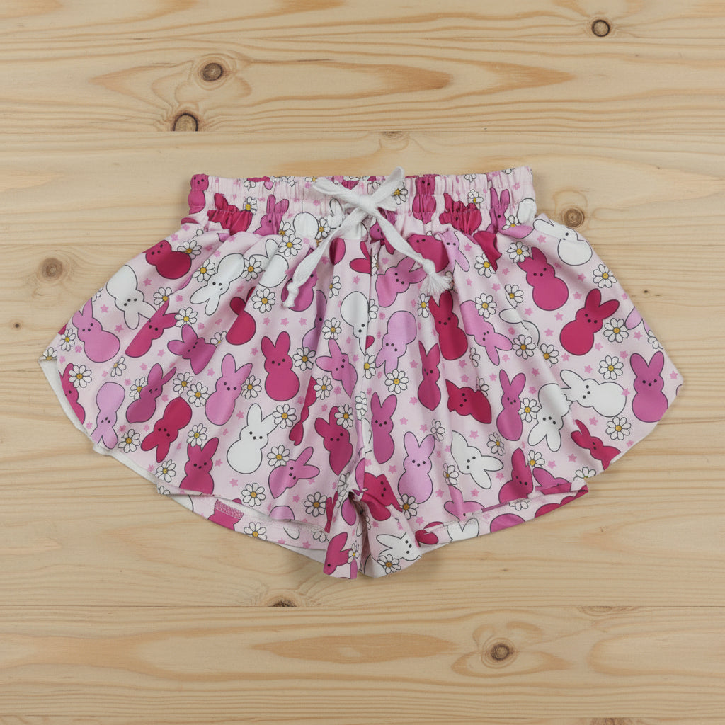 easter girl pink peeps athletic shorts