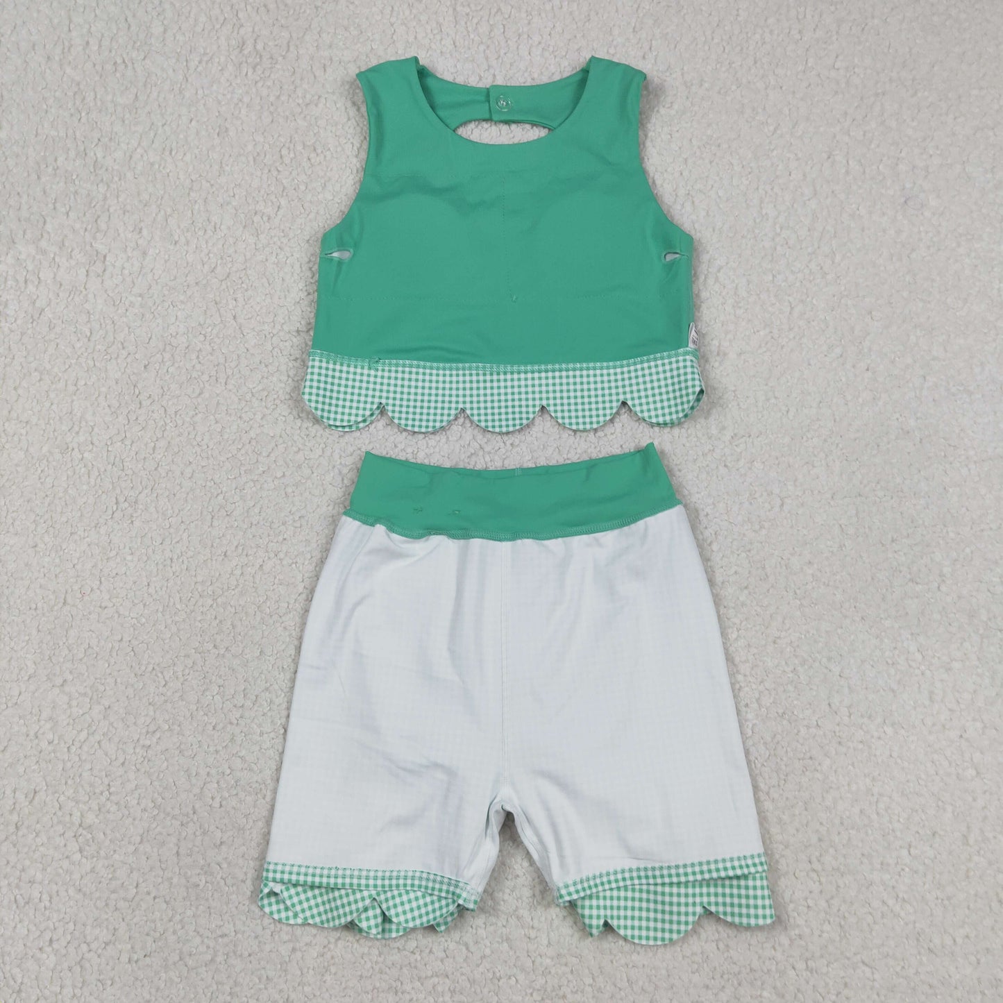 green athletic scallop skort set