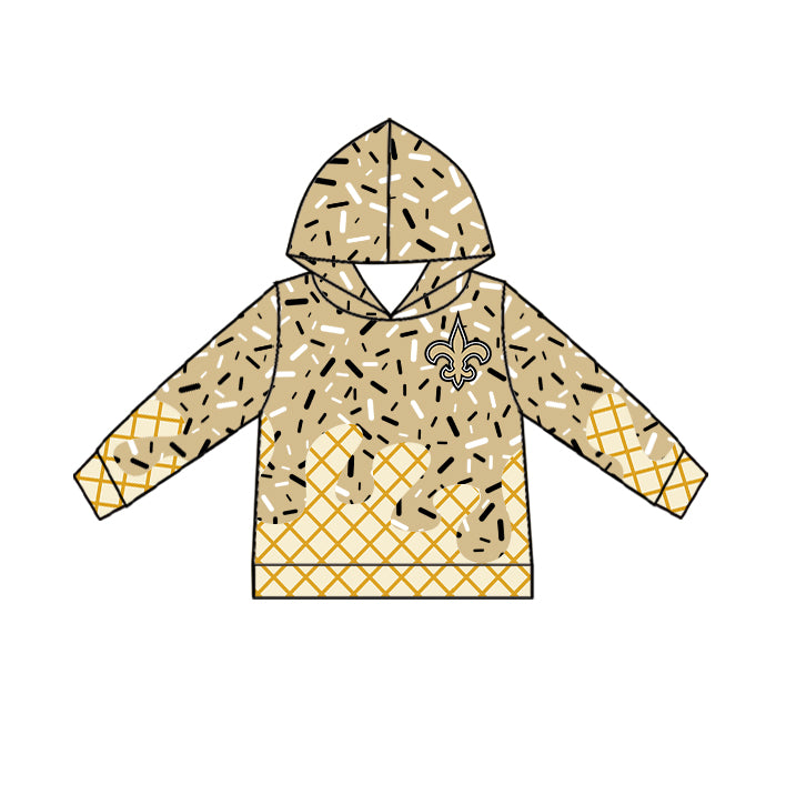 Custom children SAINTS Hooded long sleeves top  D 6.12