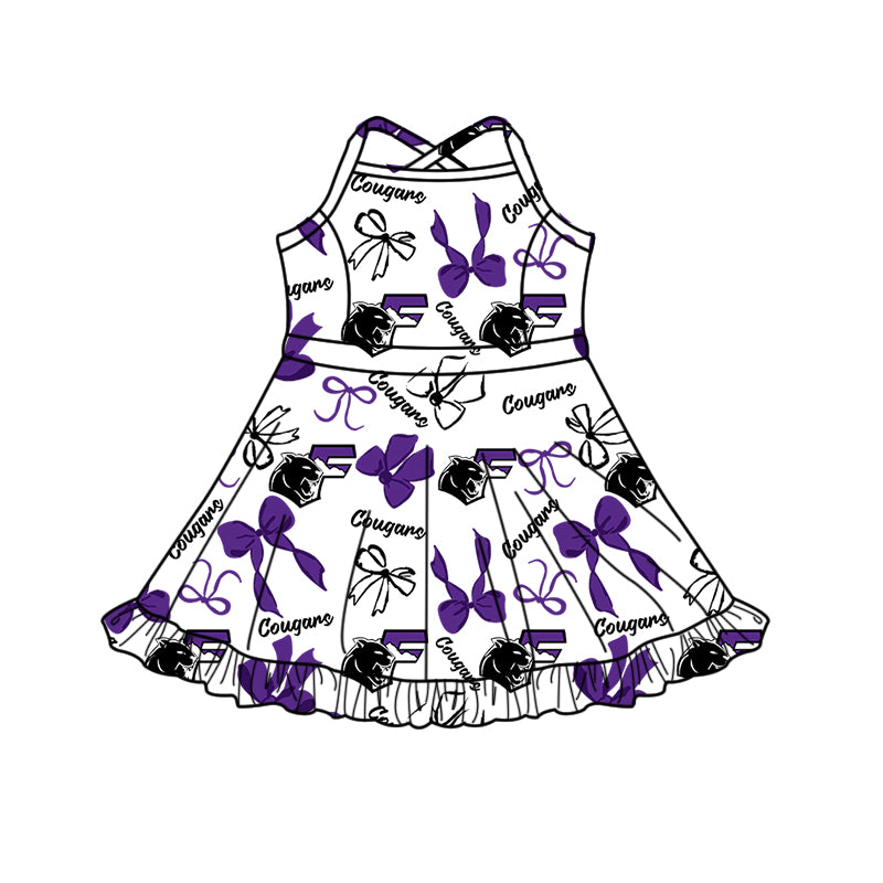 Custom  baby girl  Cougars Aztecs team dress  D 823