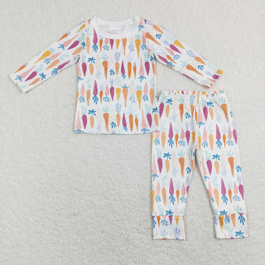 unisex kids easter sleepwear long sleeve carrot print pajama