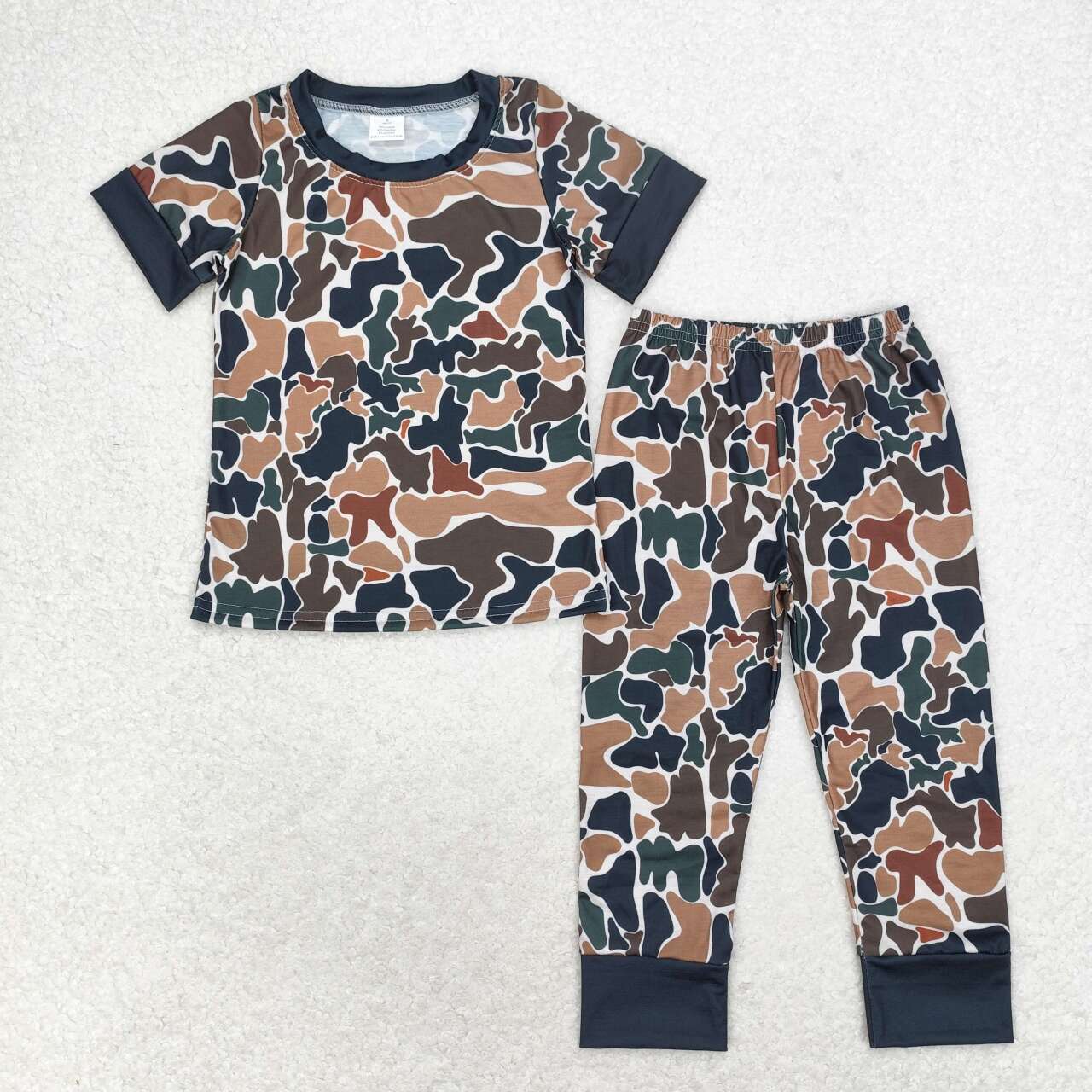 BSPO0443 Green camouflage beige short-sleeved trousers pajama set