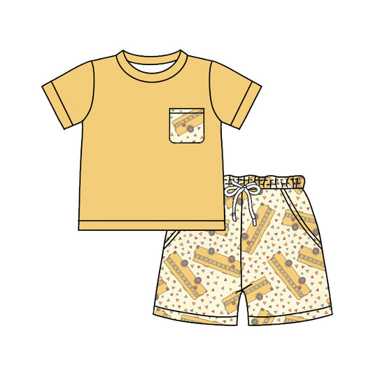 preorder BSSO0779 Baby Boys Back To School Bus Shorts Set