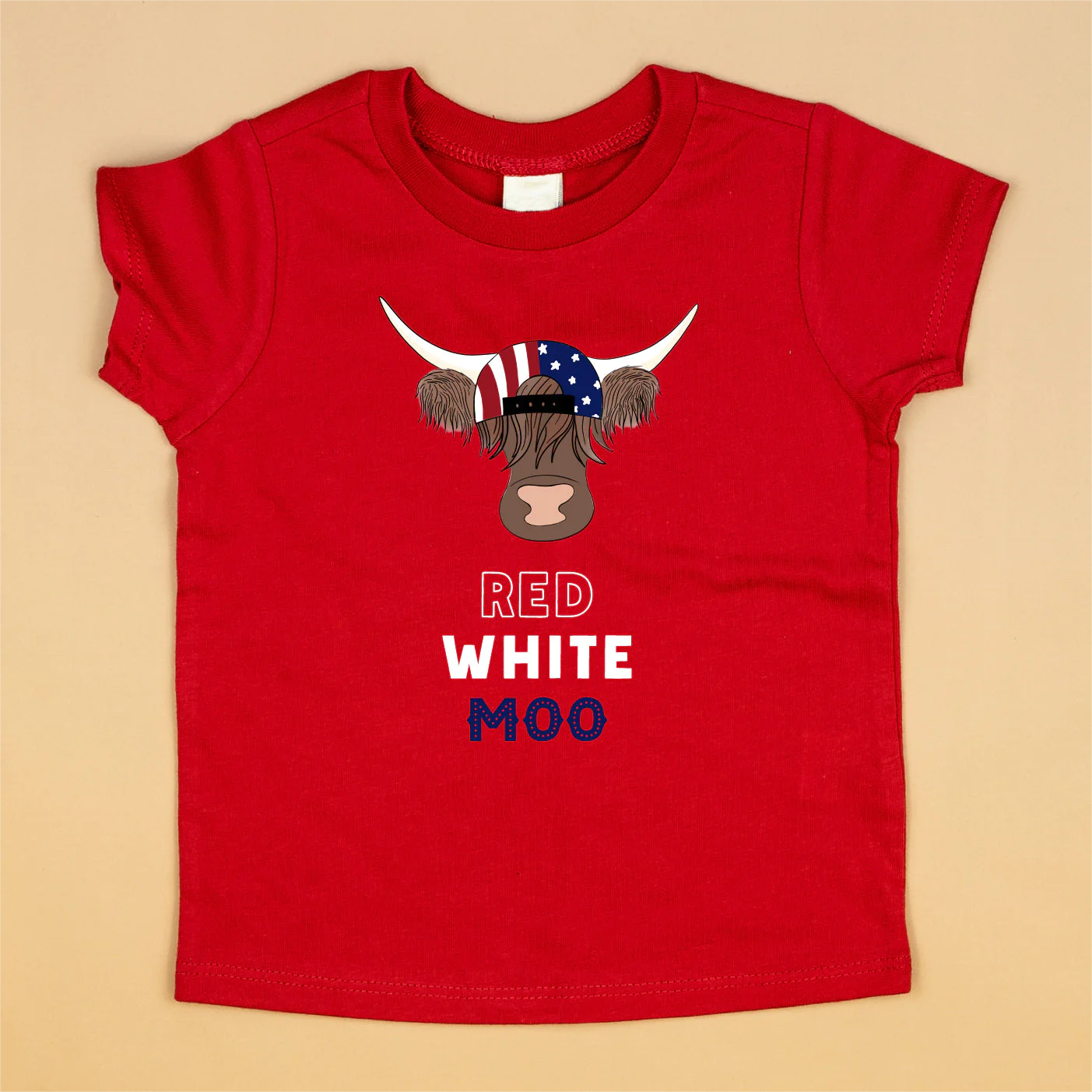 pre-order BT0649 red white moo cow head red short-sleeved top