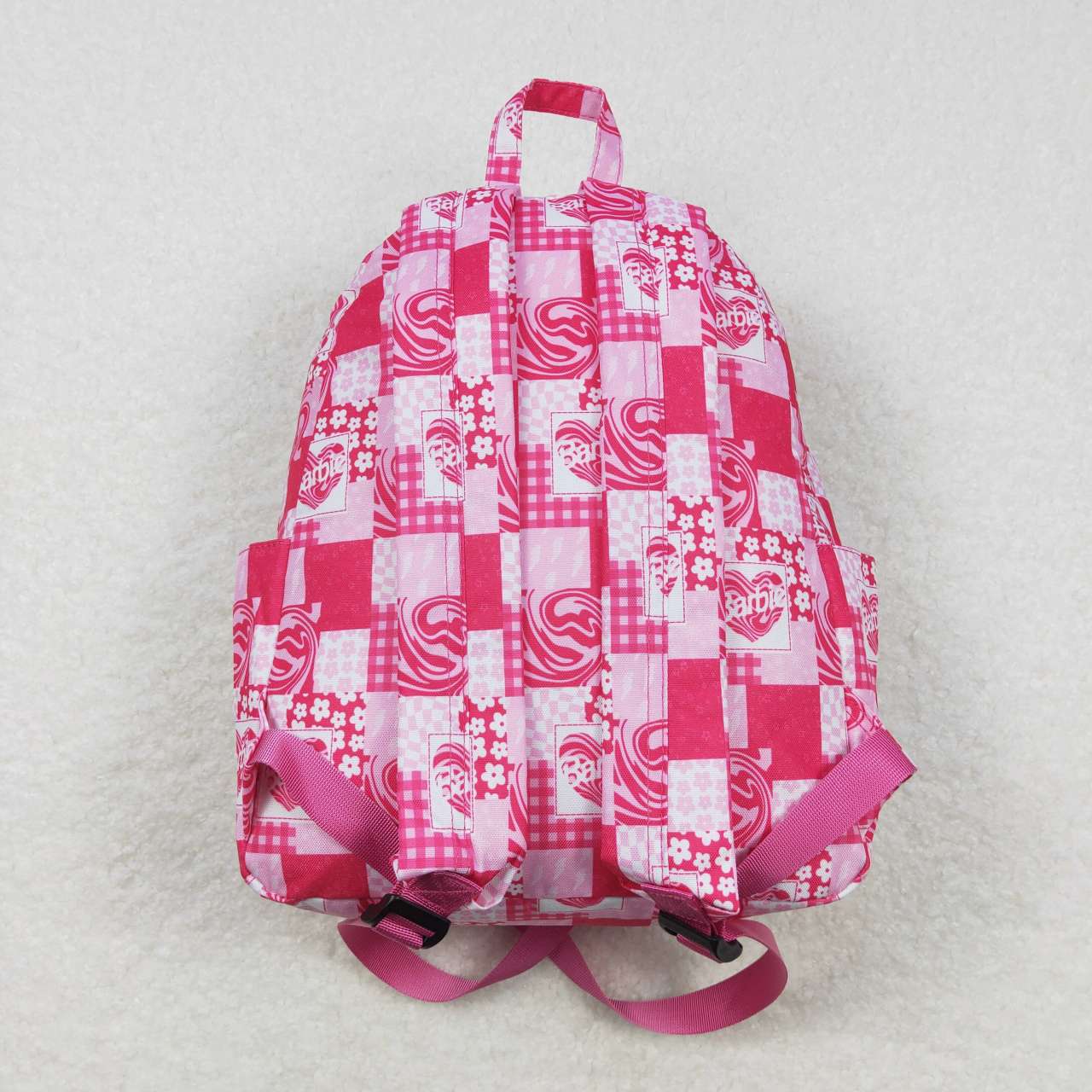 BA0114 Floral Rose Pink Plaid Backpack