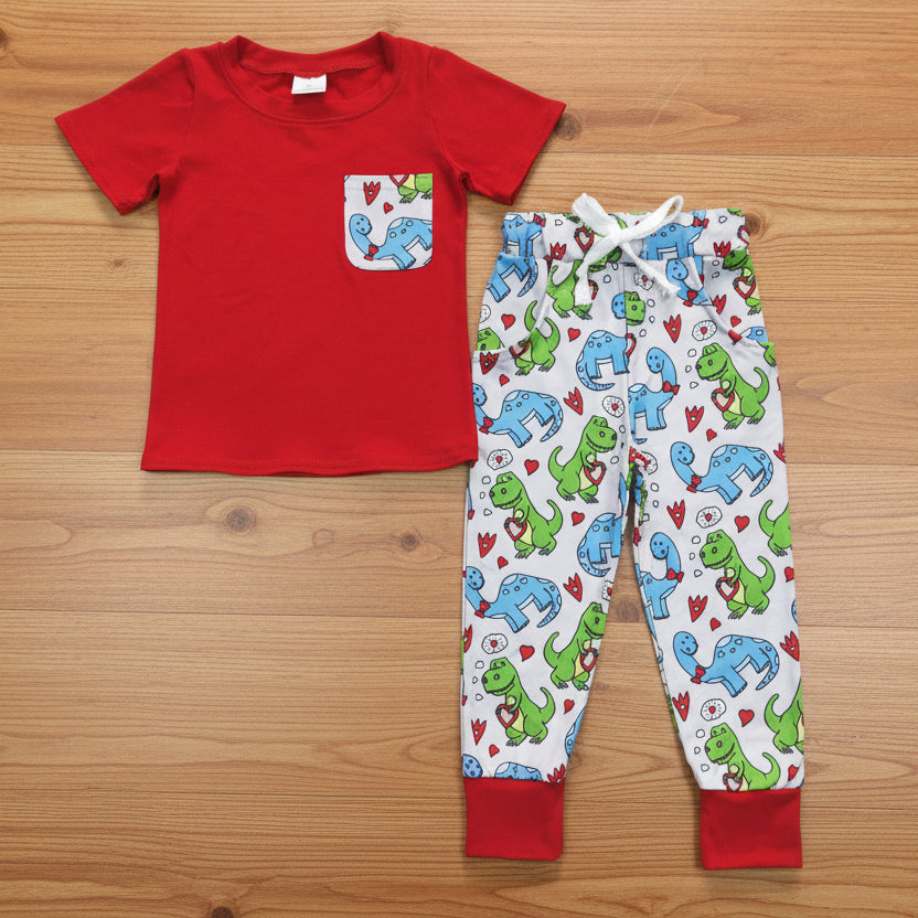 dinosaur boy valentine's day pants outfit