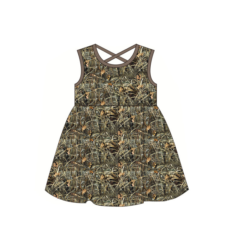 preorder GSD1040 Leaves and grass camouflage sleeveless dress