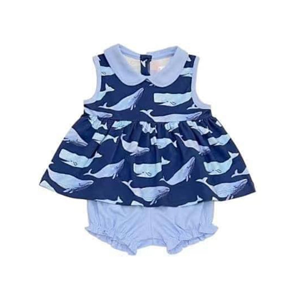 presale GSSO1181 Shark doll collar navy blue sleeveless shorts suit