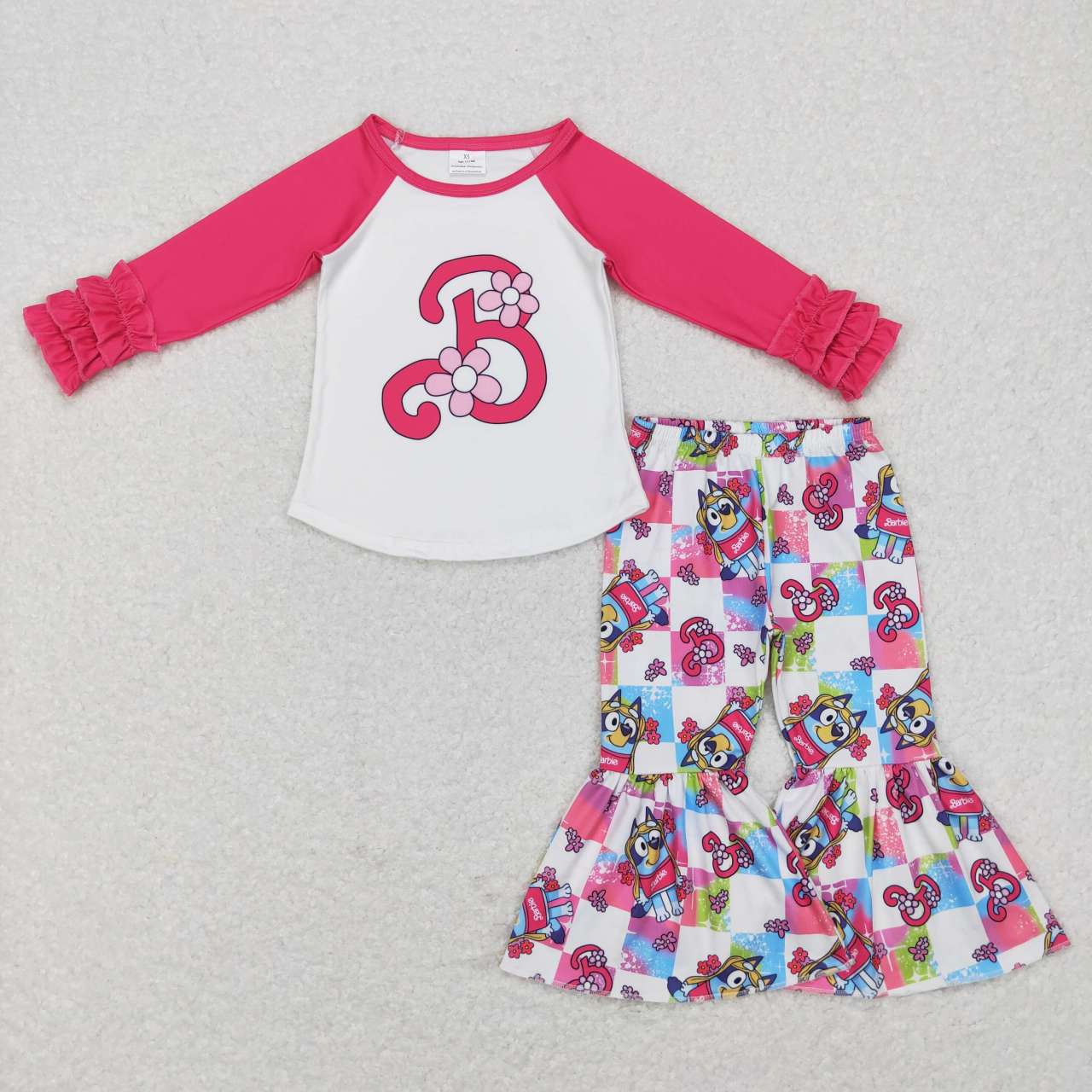 GLP0996 barbie colorful plaid rose red lace long-sleeved trousers suit