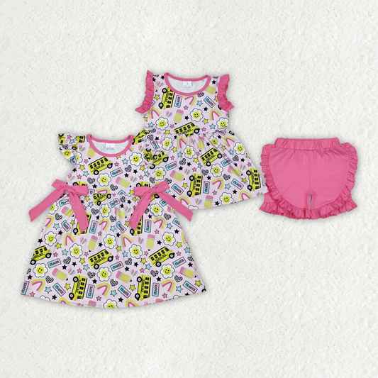 Match Baby Girls Bus Back To School Sets Dresses D 3.14