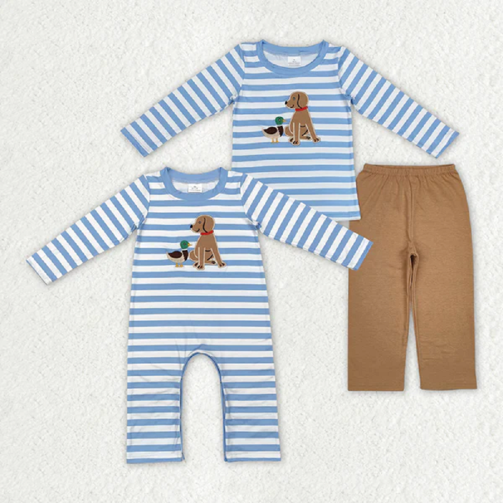 Match Boys Dog Ducks Top Pants Rompers Pajamas Clothes Sets BLP0805+LR1644