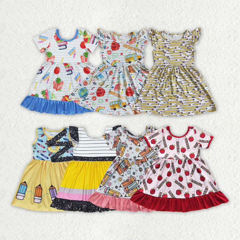 Sibling Baby Girls Back To School Knee Length Short Dresses