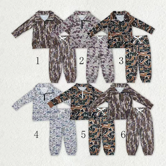 Sibling Baby Boys Camo Zipper Pullover Top Pockets Jogger Pants Southern Clothes Sets D 1016