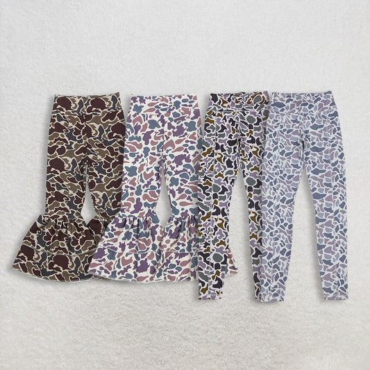 Sibling Mama And Me Lavender Camo Yoga Active Ruffle Bell Bottom Pants Southern Style Comfortable Legging Pants