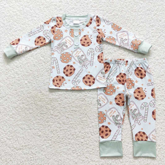 BLP0314 Milk Cookie Bottle Cane Green Long Sleeve Pants Suit