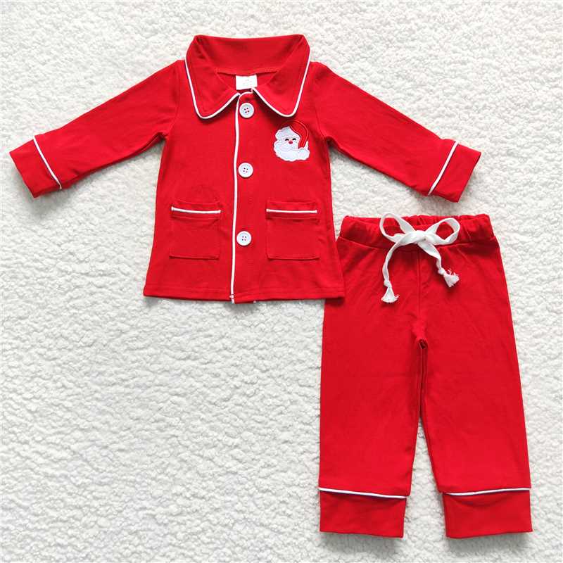 Match Family Christmas Santa 2pcs Button Ups Red Pajamas